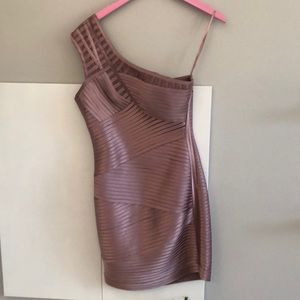 One shoulder dusty rose fitted dress size 6